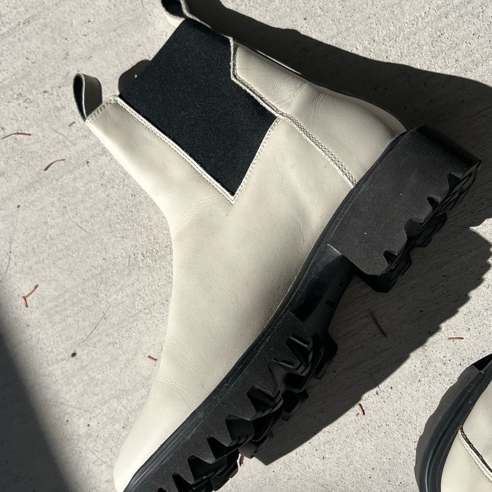 All Saints White Leather Lug Sole Chelsea Boots - Picture 11 of 11